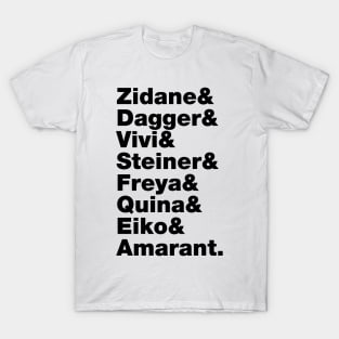 Final Fantasy 9 Characters (Black Text) T-Shirt